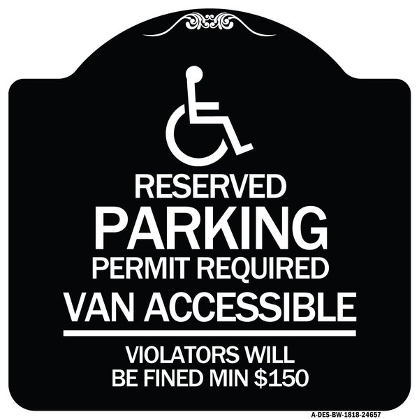 Signmission Connecticut Reserved Parking Permit Required Van Accessible Violators Will Be Fined M, BW-1818-24657 A-DES-BW-1818-24657